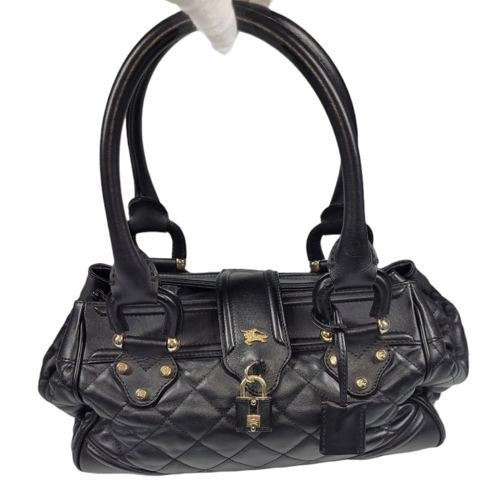 Burberry Black Quilted Leather Large Tote Bag